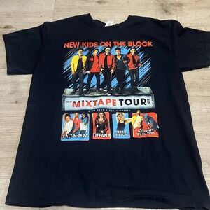 New Kids On The Block‎ Shirt Mixtape Tour 2019 Sz L Black Pop Boston Wahlberg